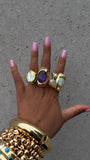 Amethyst Stone Ring (middle finger )